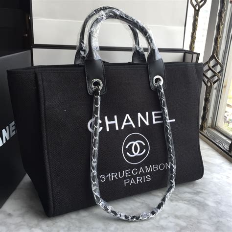 black chanel tote bag canvas